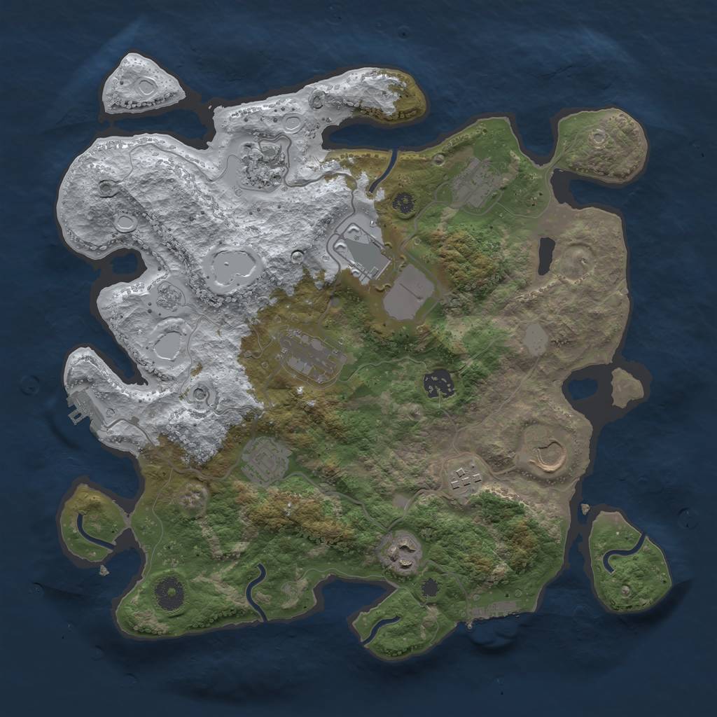 Rust Map: Procedural Map, Size: 3500, Seed: 2058752335, 18 Monuments