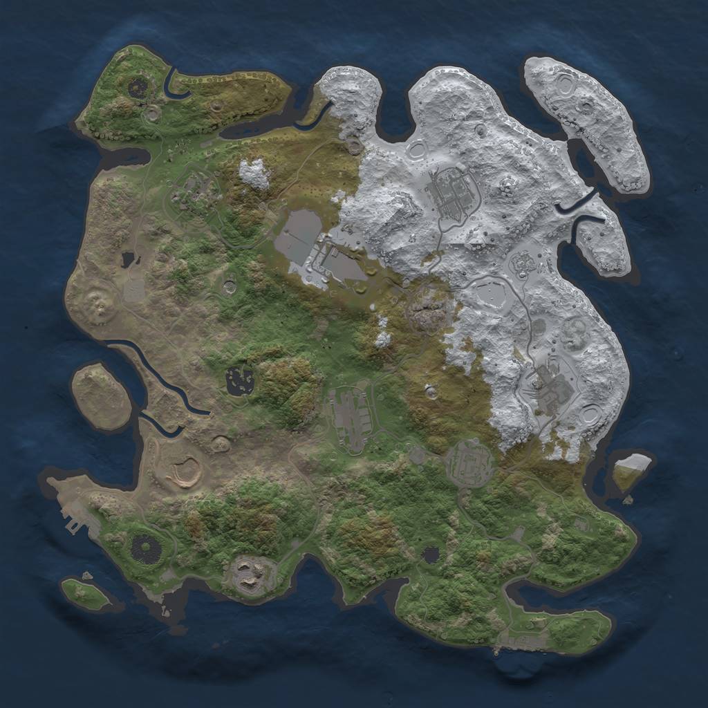 Rust Map: Procedural Map, Size: 3500, Seed: 13975797, 18 Monuments