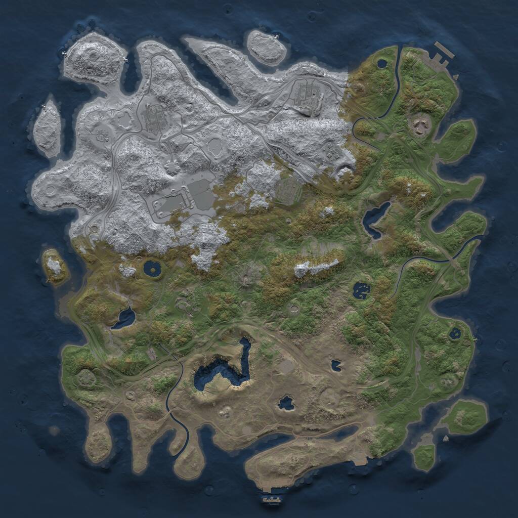 Rust Map: Procedural Map, Size: 4500, Seed: 287527, 14 Monuments