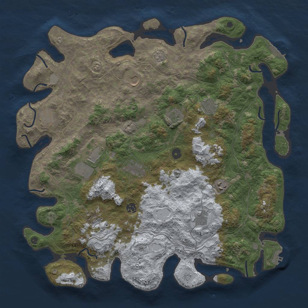 Rust Map: Procedural Map, Size: 4500, Seed: 3910534, 20 Monuments