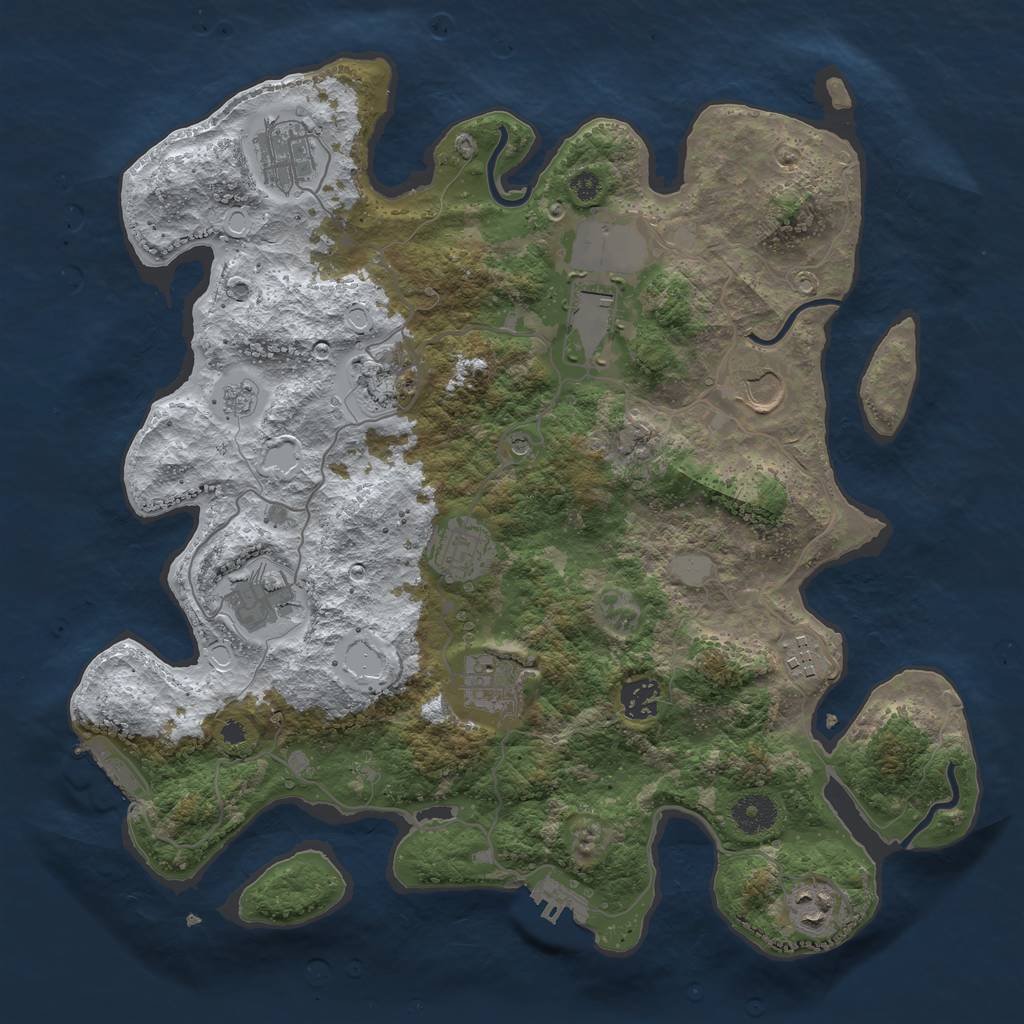 Rust Map: Procedural Map, Size: 3700, Seed: 811268892, 19 Monuments