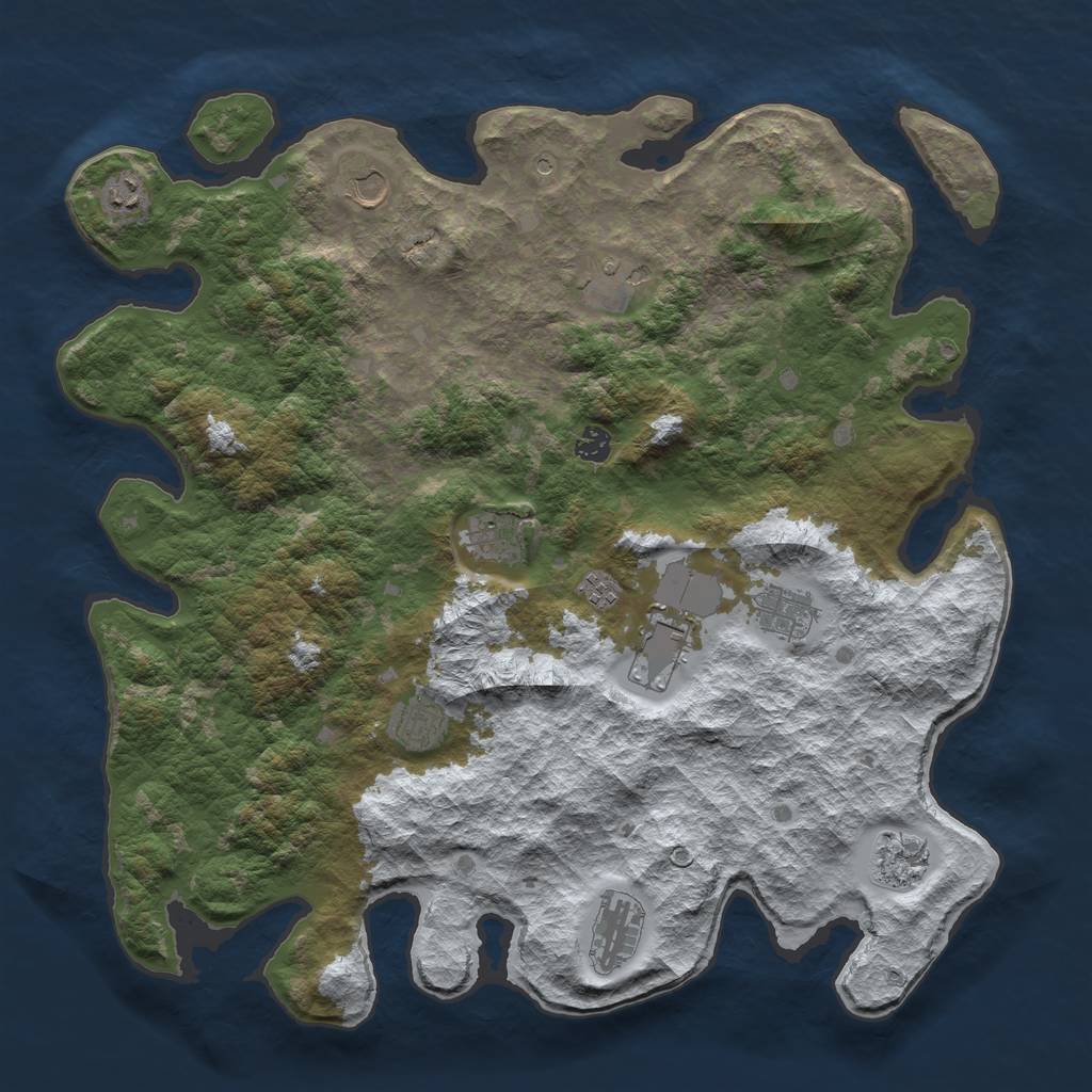 Rust Map: Barren, Size: 4500, Seed: 3352128, 14 Monuments