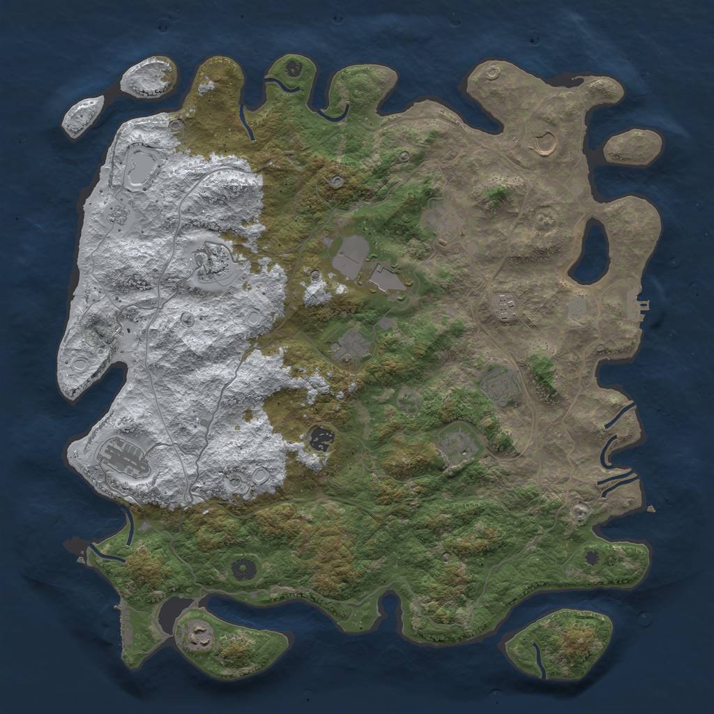 Rust Map: Procedural Map, Size: 4500, Seed: 504852999, 20 Monuments