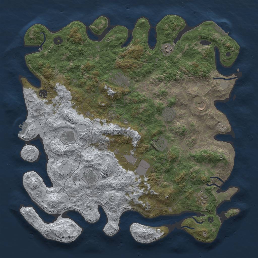 Rust Map: Procedural Map, Size: 4500, Seed: 264643514, 20 Monuments