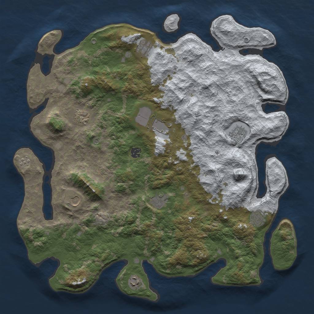 Rust Map: Barren, Size: 4500, Seed: 3762641, 13 Monuments