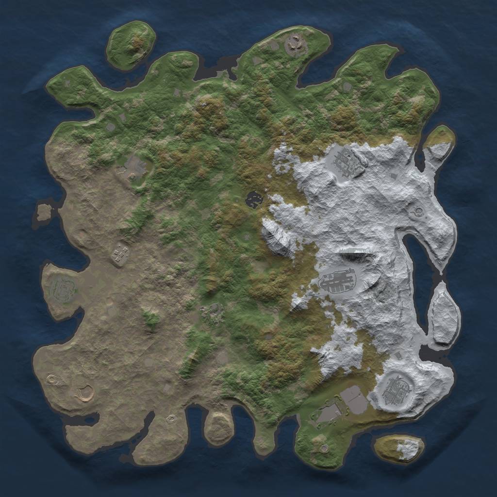 Rust Map: Barren, Size: 4500, Seed: 5946326, 14 Monuments