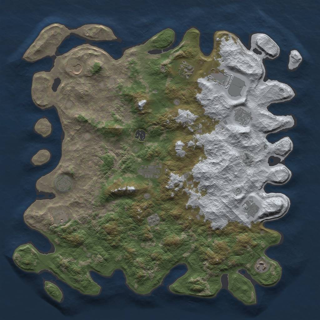 Rust Map: Barren, Size: 4500, Seed: 428035, 14 Monuments