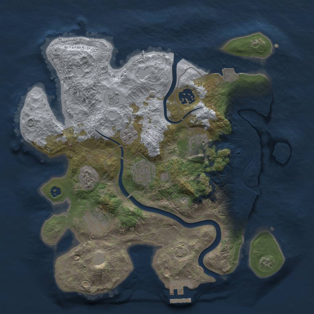 Rust Map: Procedural Map, Size: 3000, Seed: 454822, 10 Monuments