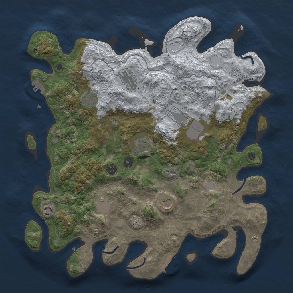 Rust Map: Procedural Map, Size: 4050, Seed: 1702909773, 18 Monuments
