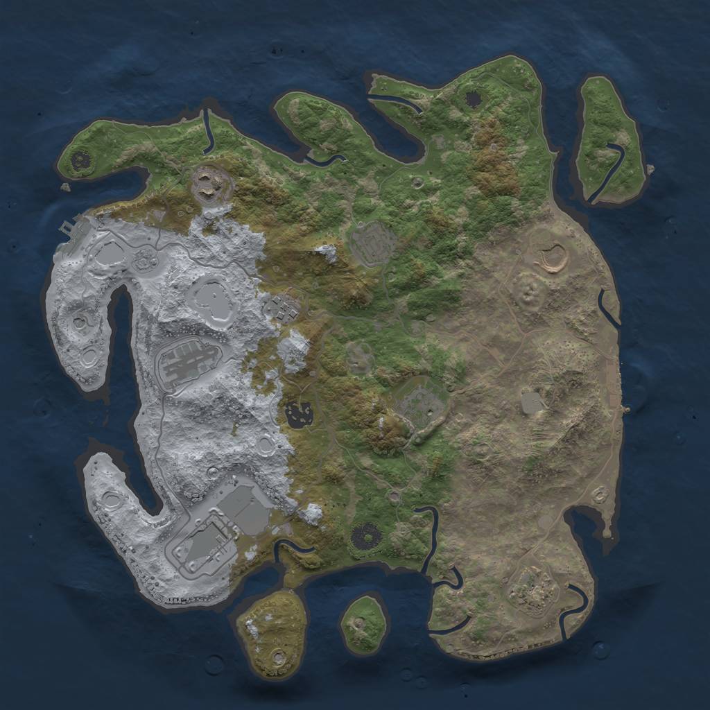 Rust Map: Procedural Map, Size: 3700, Seed: 654954651, 18 Monuments