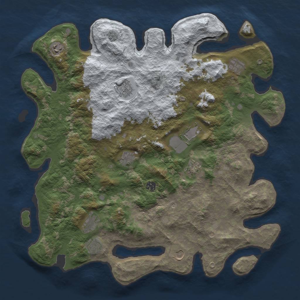 Rust Map: Barren, Size: 4500, Seed: 4466127, 14 Monuments