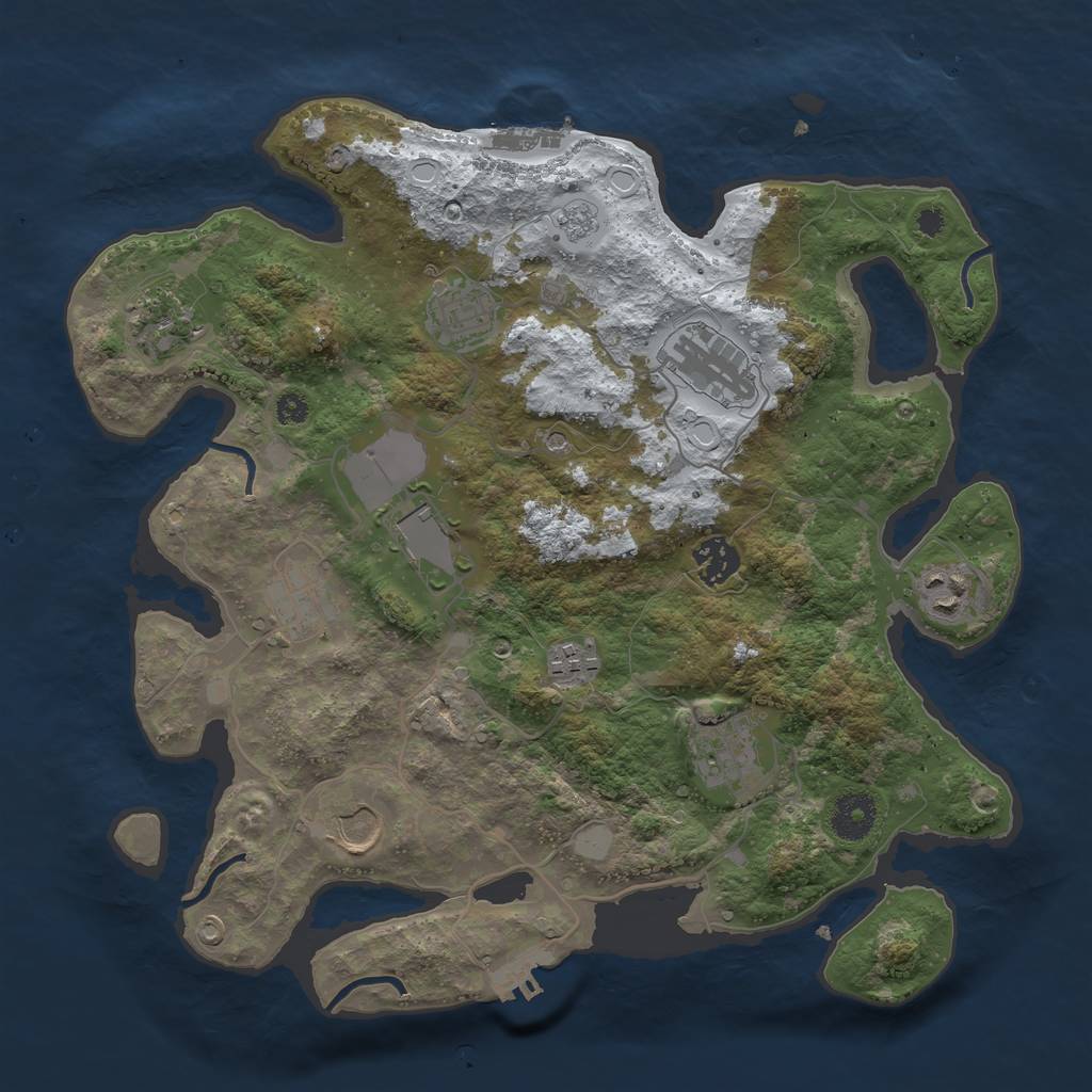 Rust Map: Procedural Map, Size: 3500, Seed: 215035267, 19 Monuments