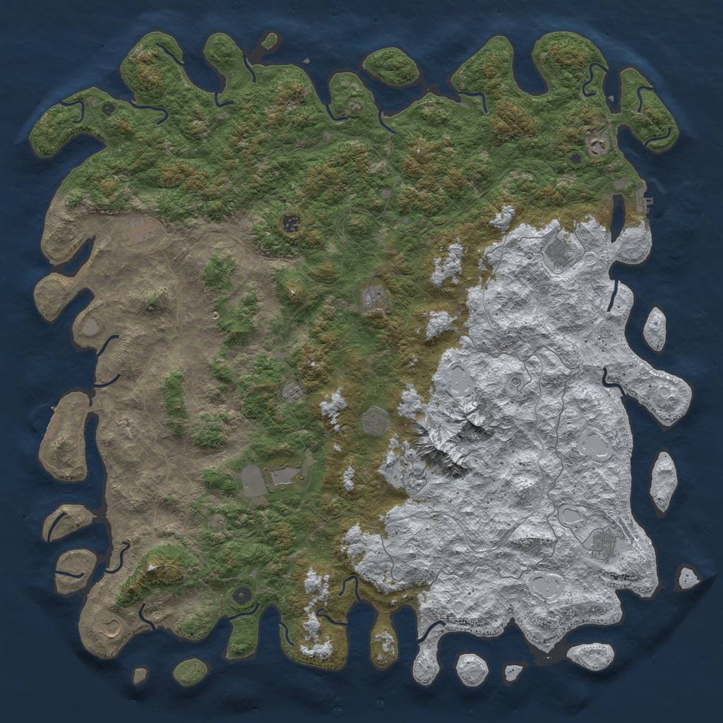 Rust Map: Procedural Map, Size: 6000, Seed: 1704, 20 Monuments