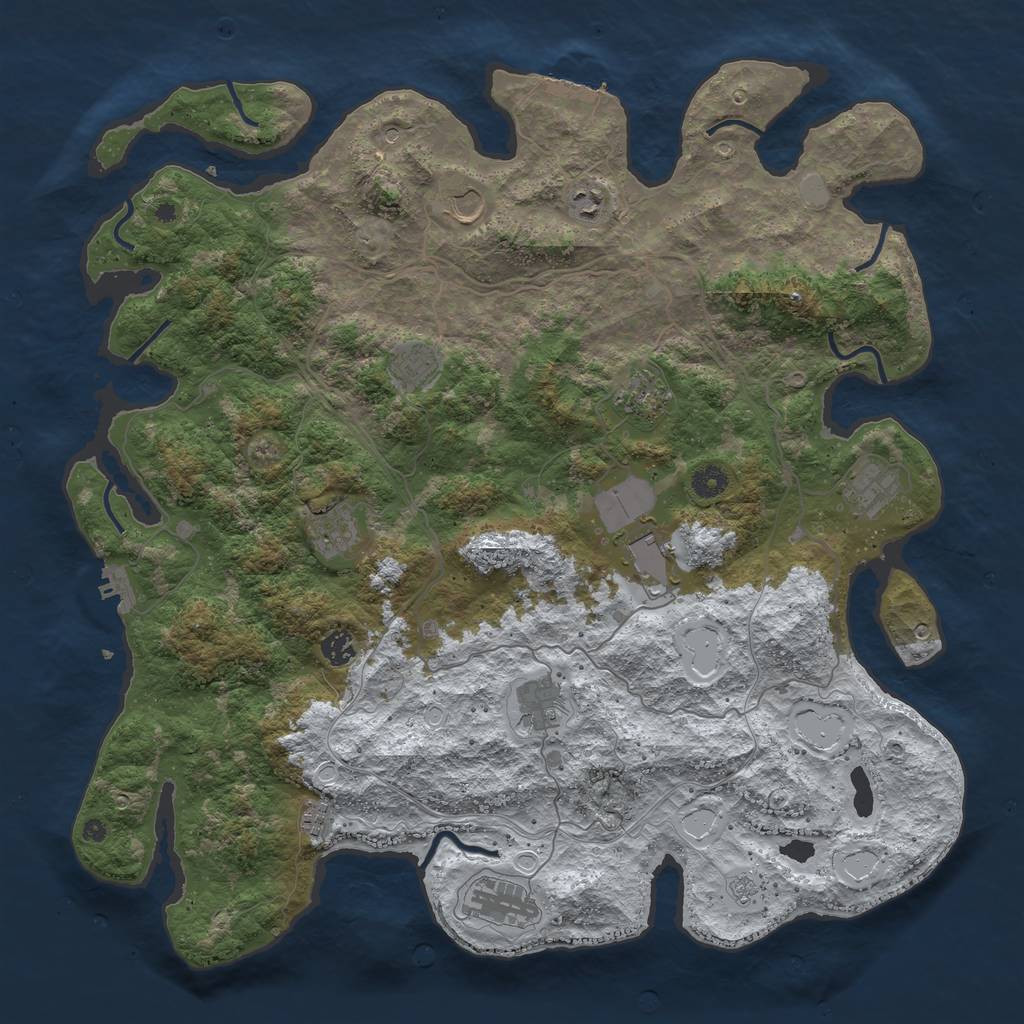 Rust Map: Procedural Map, Size: 4500, Seed: 5504221, 20 Monuments