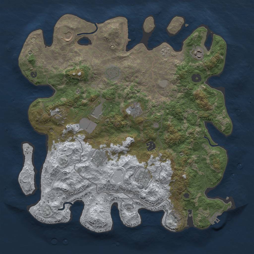 Rust Map: Procedural Map, Size: 4000, Seed: 84107, 19 Monuments