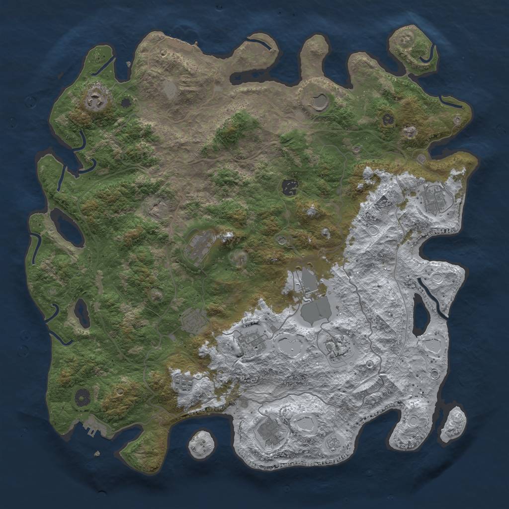 Rust Map: Procedural Map, Size: 4500, Seed: 10097309, 20 Monuments