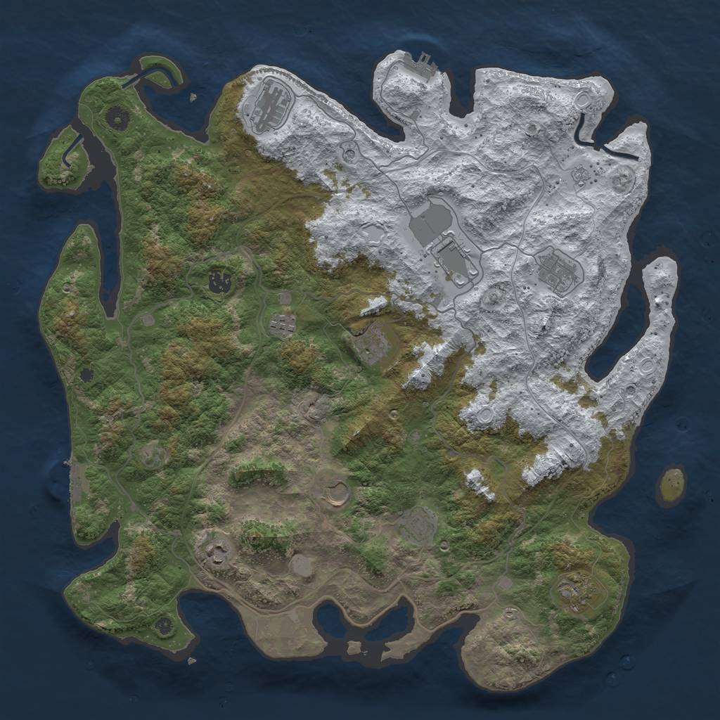Rust Map: Procedural Map, Size: 4500, Seed: 355019, 19 Monuments