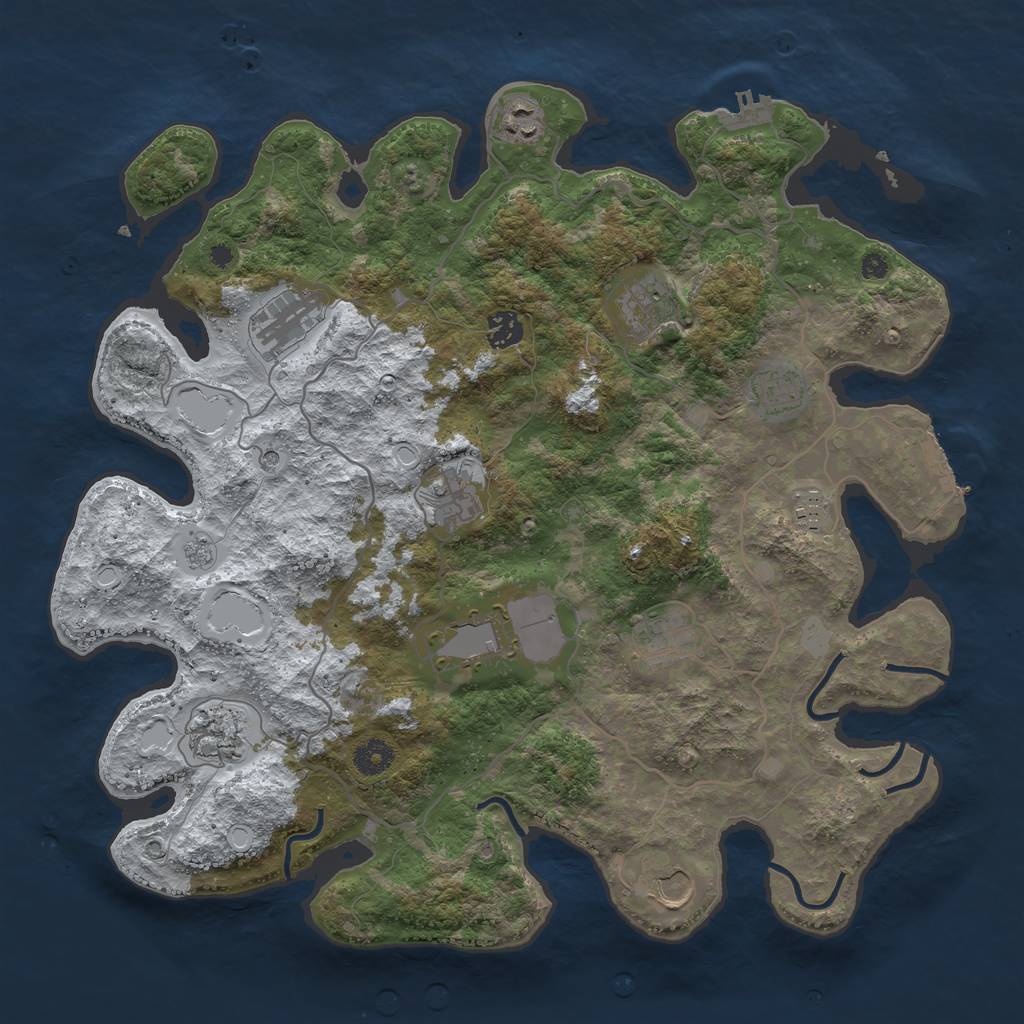 Rust Map: Procedural Map, Size: 4000, Seed: 760691326, 20 Monuments