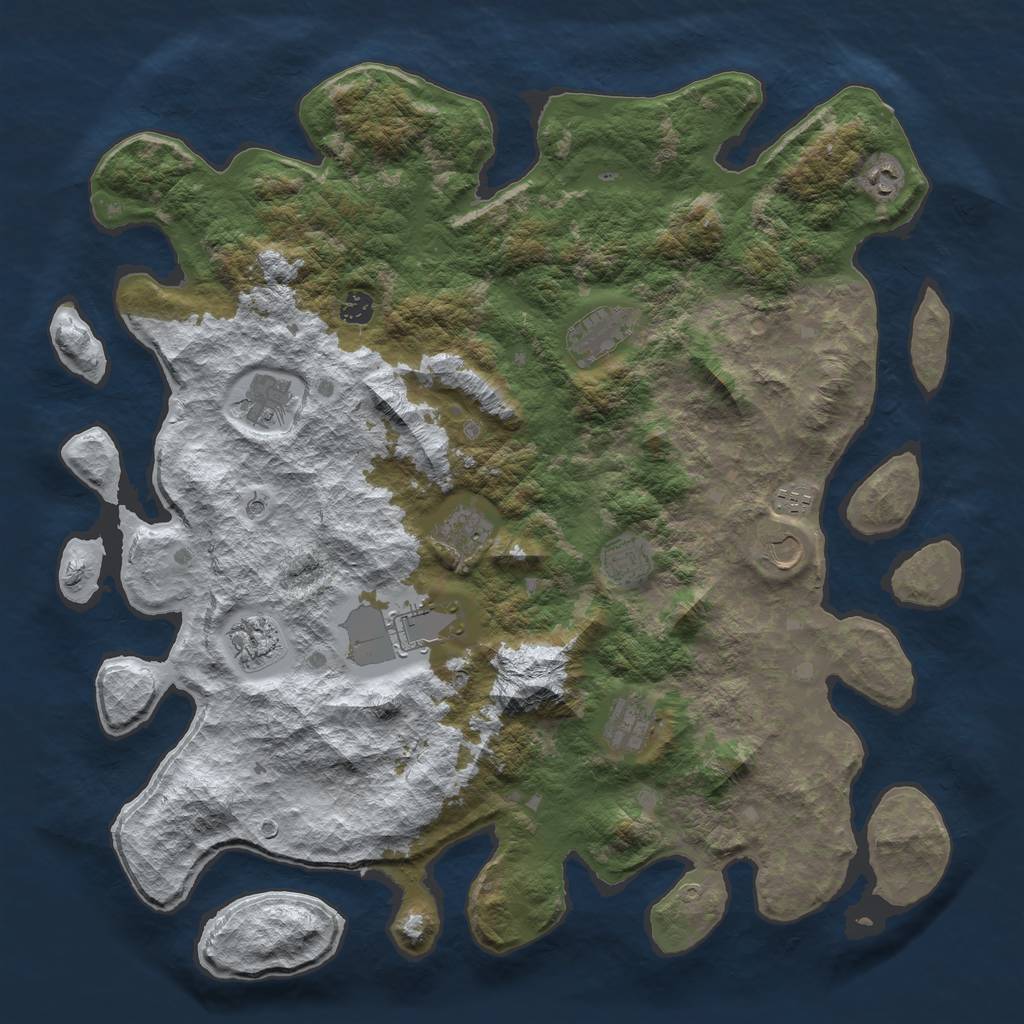 Rust Map: Barren, Size: 4600, Seed: 4745875, 14 Monuments