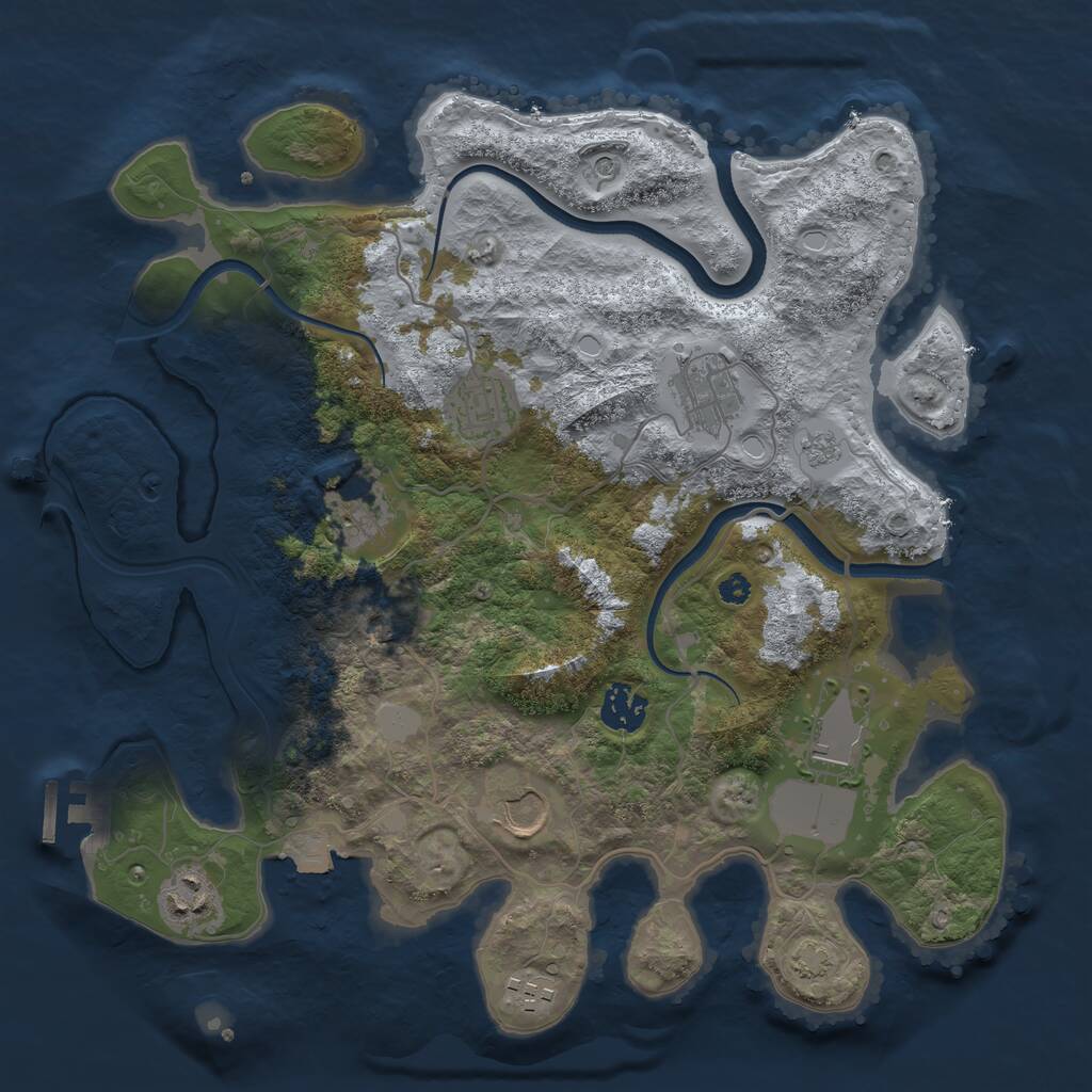 Rust Map: Procedural Map, Size: 3500, Seed: 1564088520, 13 Monuments