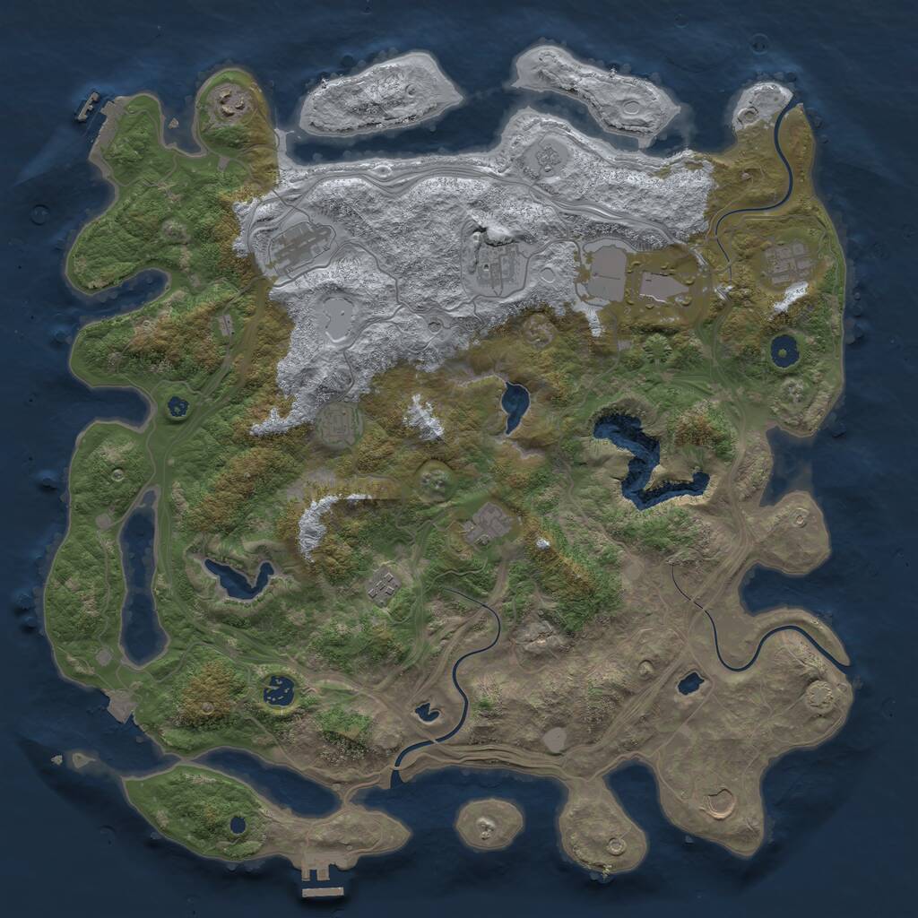 Rust Map: Procedural Map, Size: 4500, Seed: 72212, 16 Monuments