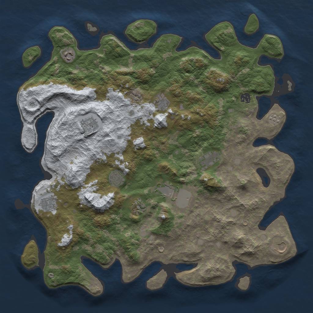 Rust Map: Barren, Size: 4500, Seed: 4209952, 14 Monuments