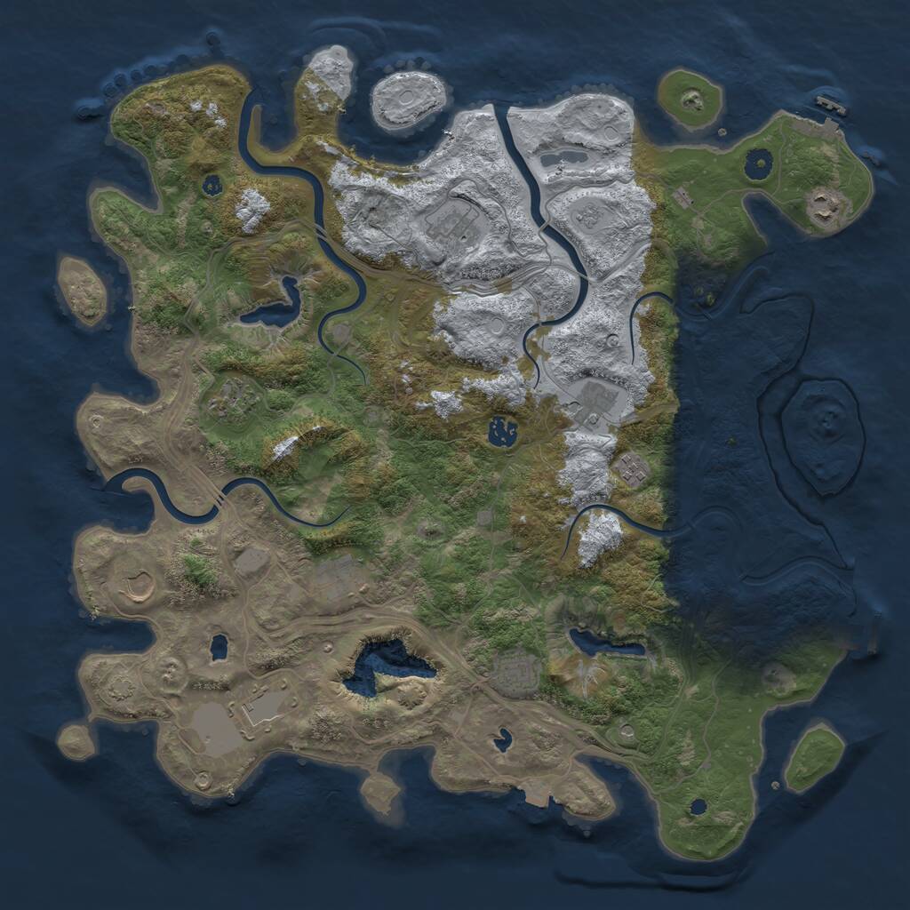 Rust Map: Procedural Map, Size: 4500, Seed: 17825, 16 Monuments