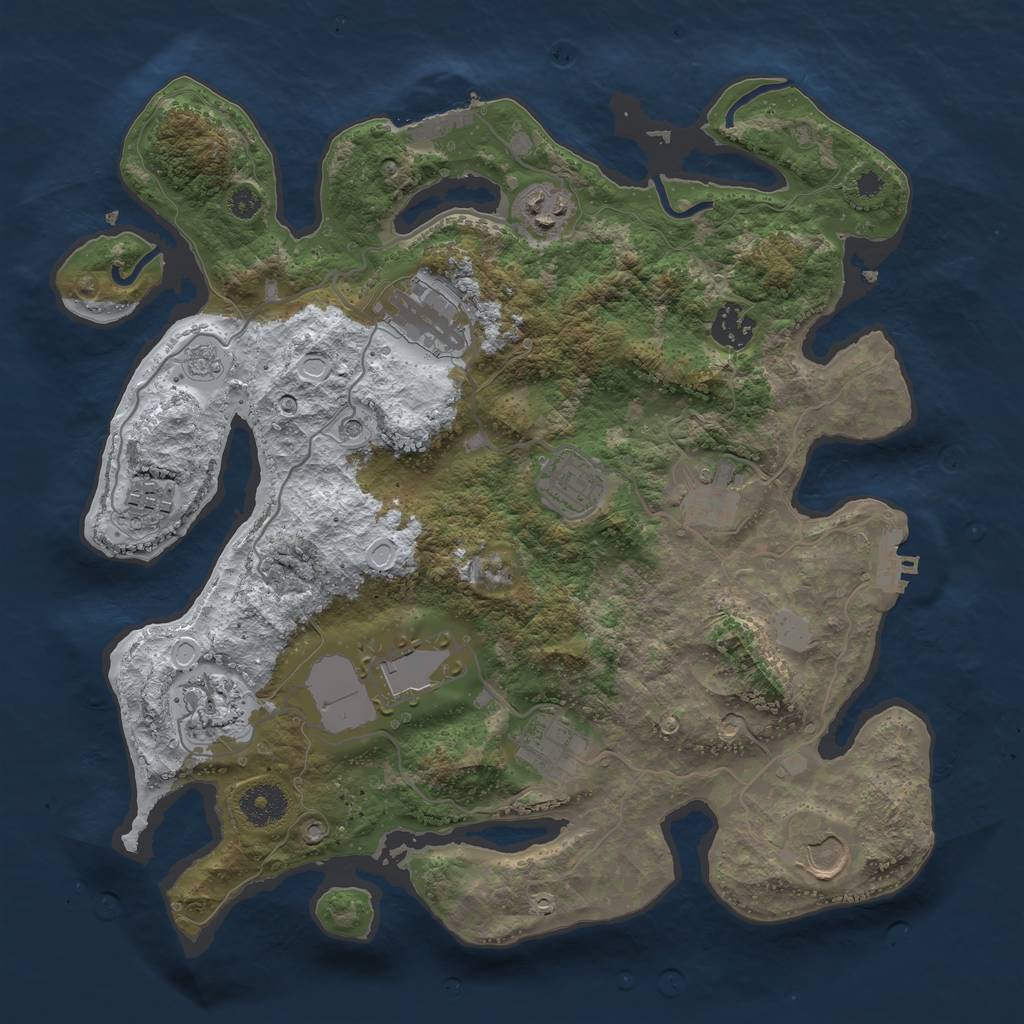 Rust Map: Procedural Map, Size: 3500, Seed: 637274483, 19 Monuments