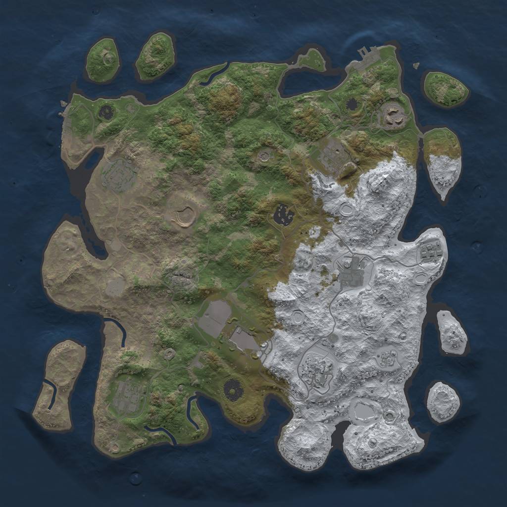 Rust Map: Procedural Map, Size: 3700, Seed: 841037693, 19 Monuments