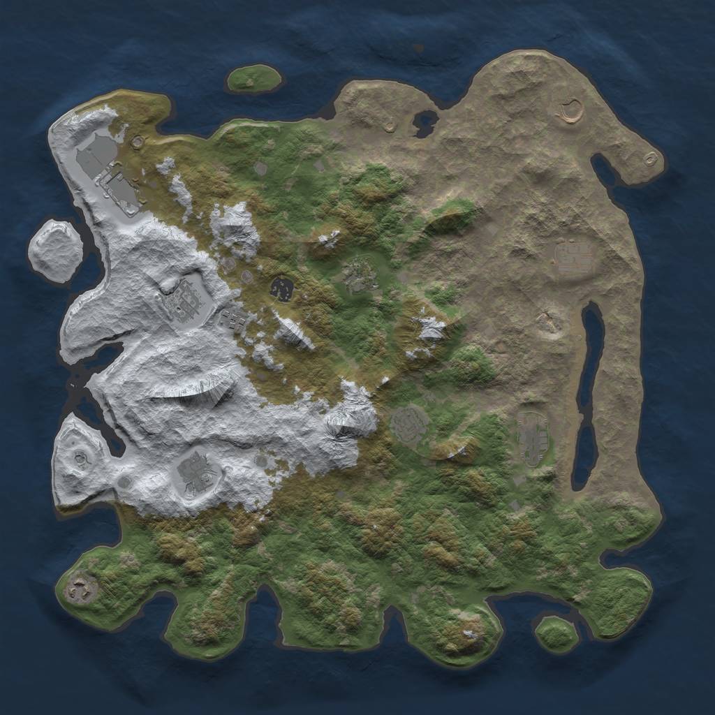 Rust Map: Barren, Size: 4500, Seed: 1844281, 14 Monuments