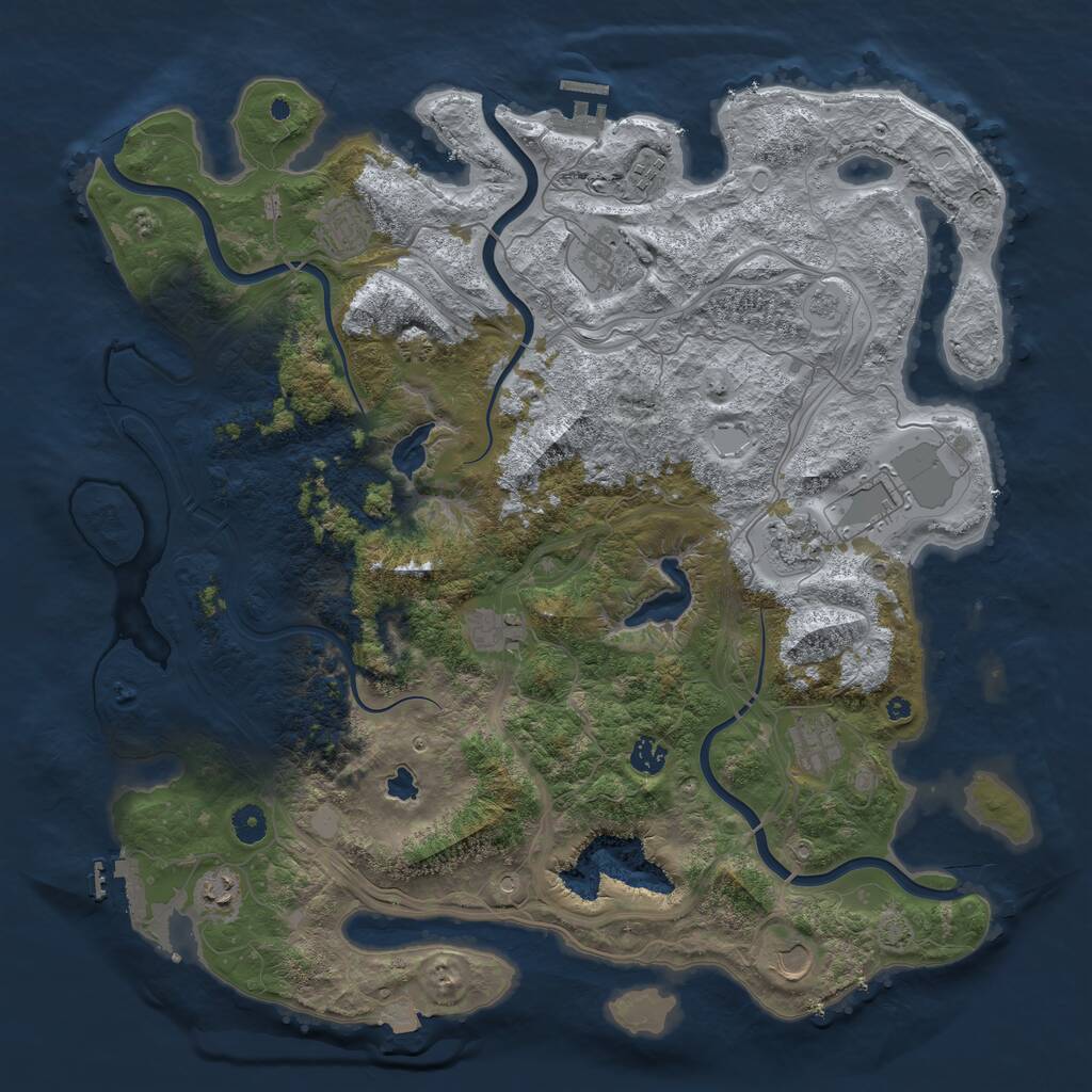 Rust Map: Procedural Map, Size: 4500, Seed: 20613, 16 Monuments