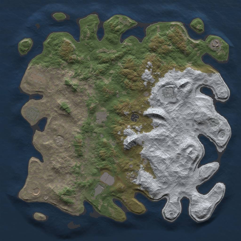 Rust Map: Barren, Size: 4500, Seed: 3124365, 13 Monuments