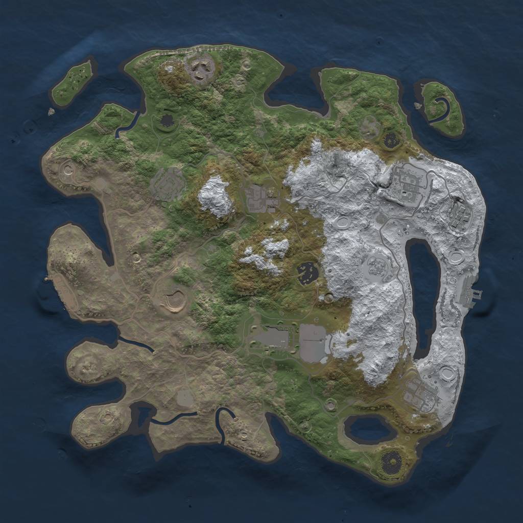 Rust Map: Procedural Map, Size: 3550, Seed: 165555555, 18 Monuments