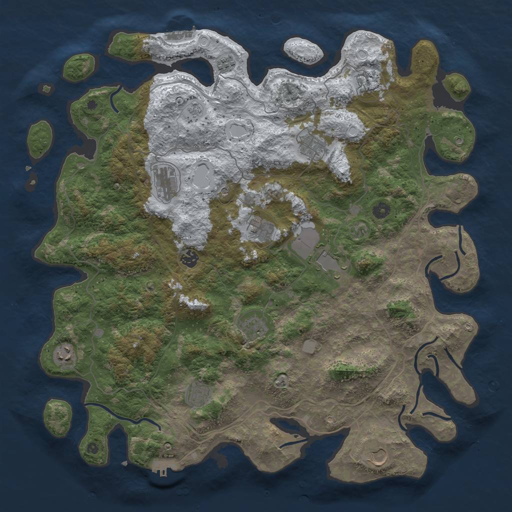 Rust Map: Procedural Map, Size: 4500, Seed: 4888264, 20 Monuments