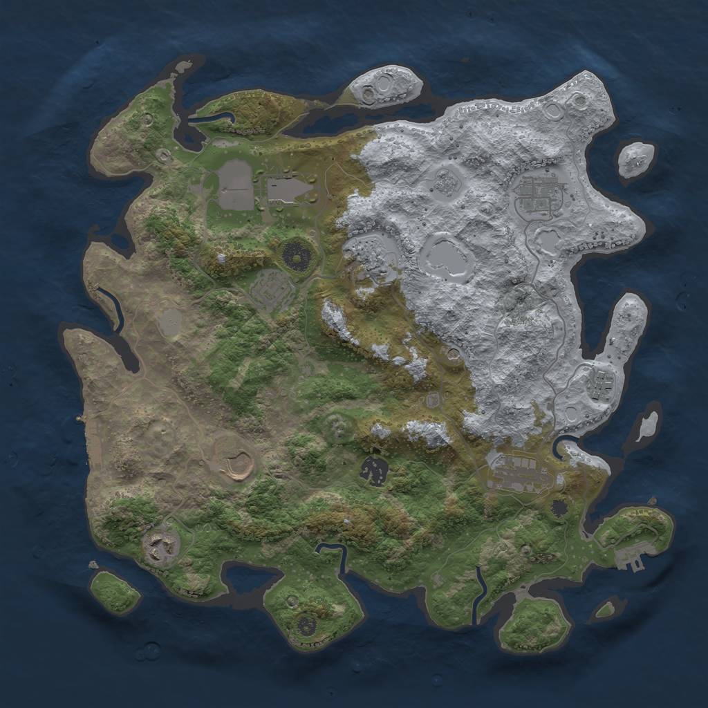 Rust Map: Procedural Map, Size: 3700, Seed: 1249660017, 18 Monuments