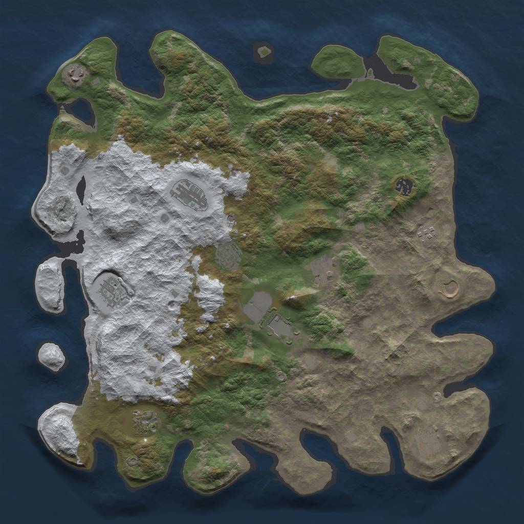 Rust Map: Barren, Size: 4500, Seed: 5499414, 14 Monuments