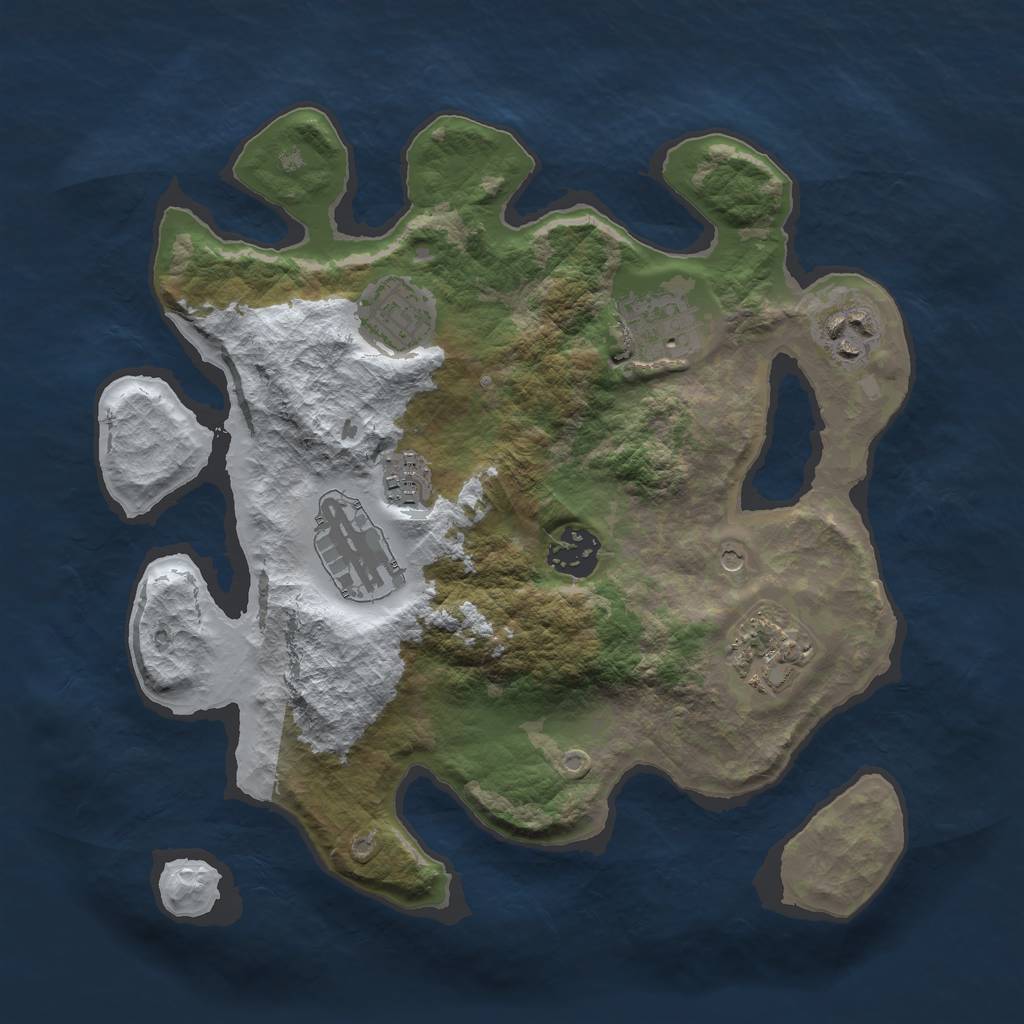 Rust Map: Barren, Size: 3000, Seed: 892009133, 10 Monuments