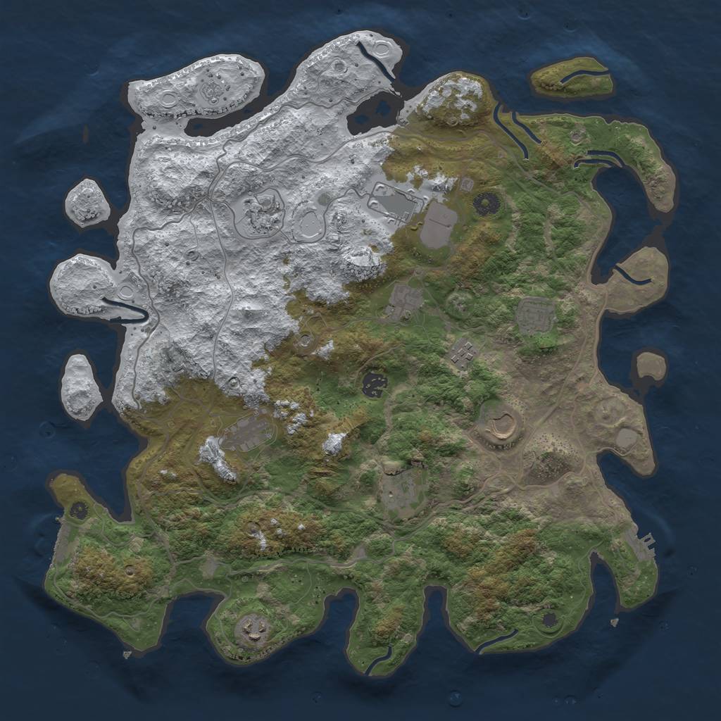 Rust Map: Procedural Map, Size: 4250, Seed: 2228884, 19 Monuments