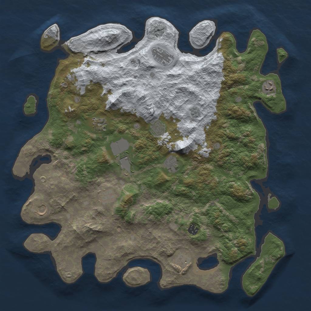Rust Map: Barren, Size: 4500, Seed: 3138240, 14 Monuments