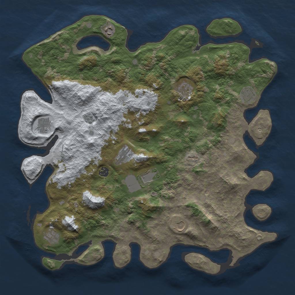 Rust Map: Barren, Size: 4500, Seed: 3068926, 13 Monuments
