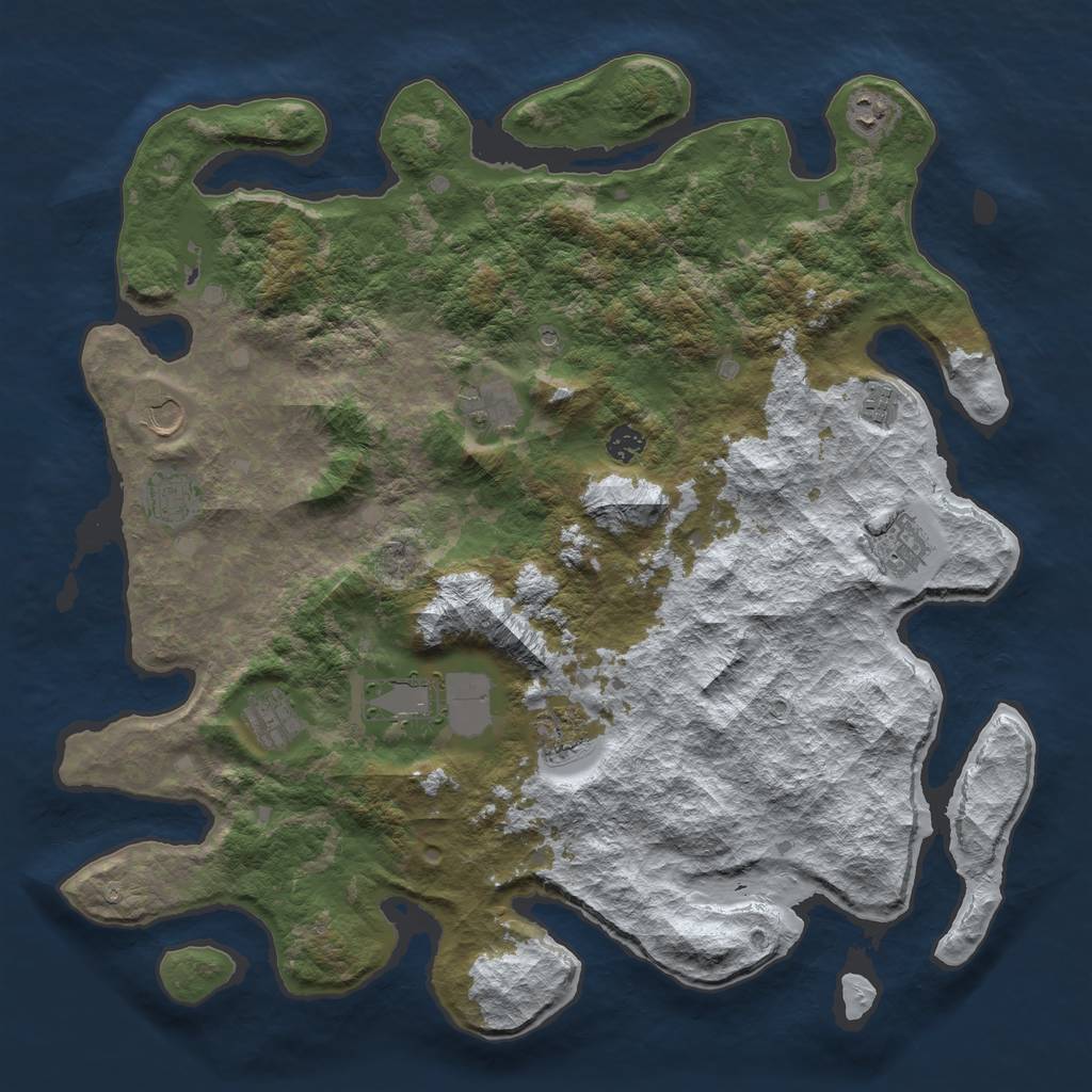 Rust Map: Barren, Size: 4500, Seed: 5685532, 13 Monuments