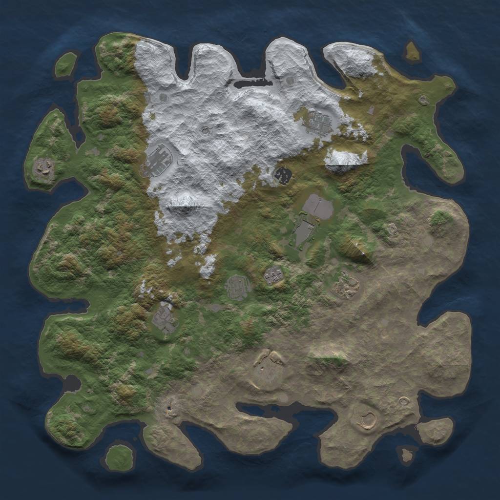 Rust Map: Barren, Size: 4500, Seed: 5329379, 14 Monuments