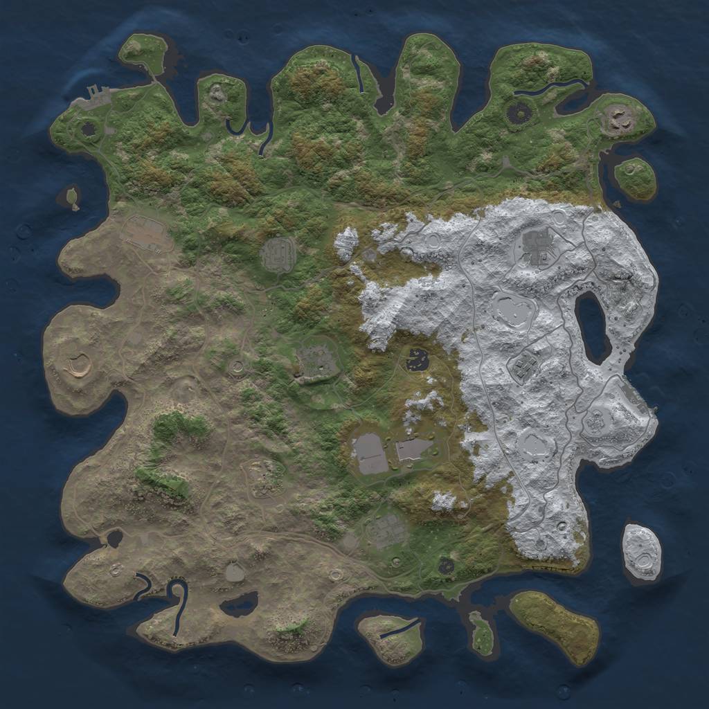 Rust Map: Procedural Map, Size: 4500, Seed: 723527, 20 Monuments