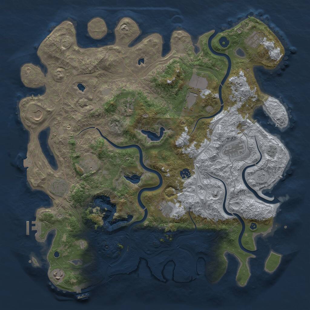 Rust Map: Procedural Map, Size: 4500, Seed: 20202, 17 Monuments