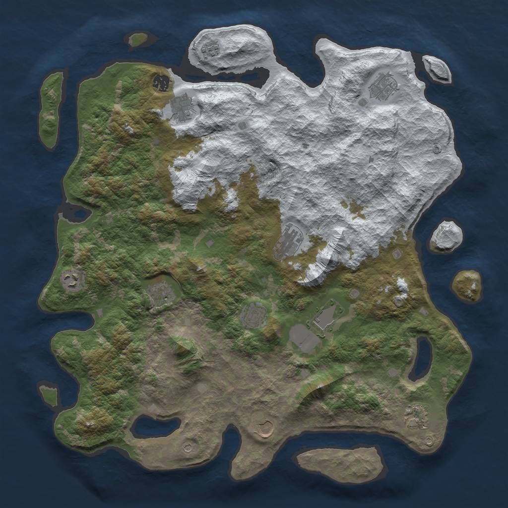Rust Map: Barren, Size: 4500, Seed: 2331370, 14 Monuments