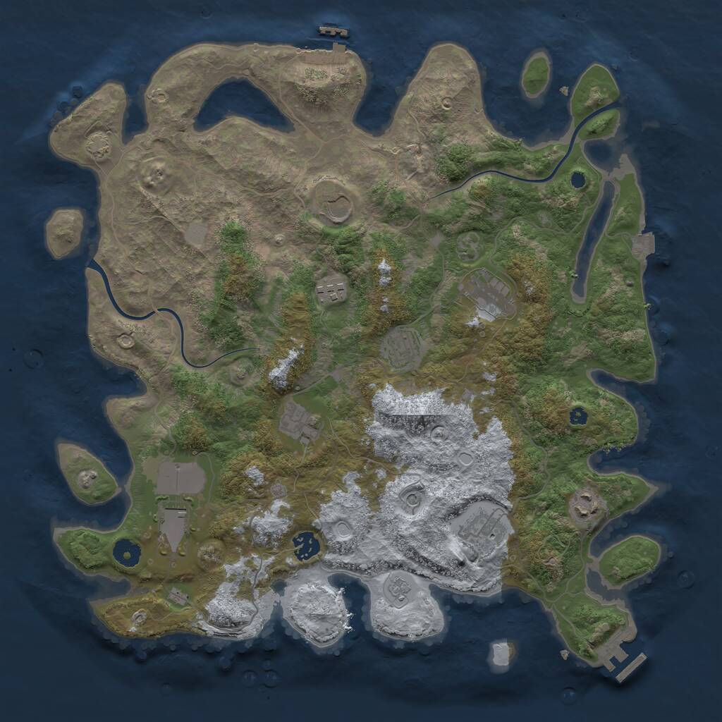 Rust Map: Procedural Map, Size: 3950, Seed: 7117675, 15 Monuments
