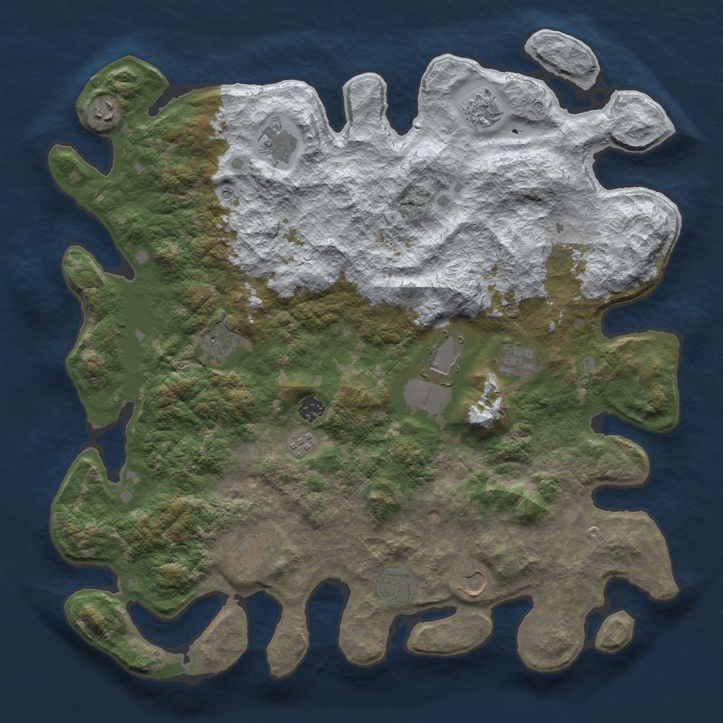 Rust Map: Barren, Size: 4500, Seed: 1713267, 14 Monuments