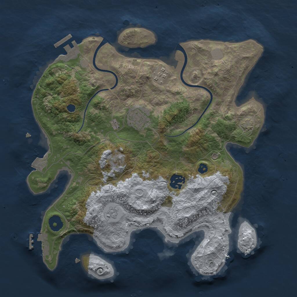 Rust Map: Procedural Map, Size: 3000, Seed: 1782, 8 Monuments