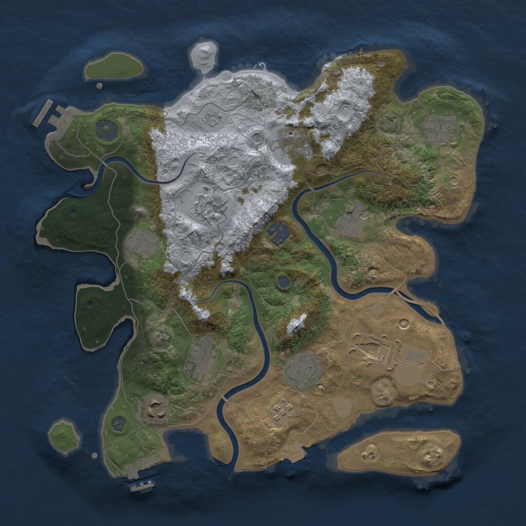Rust Map: Procedural Map, Size: 3500, Seed: 9022021, 18 Monuments