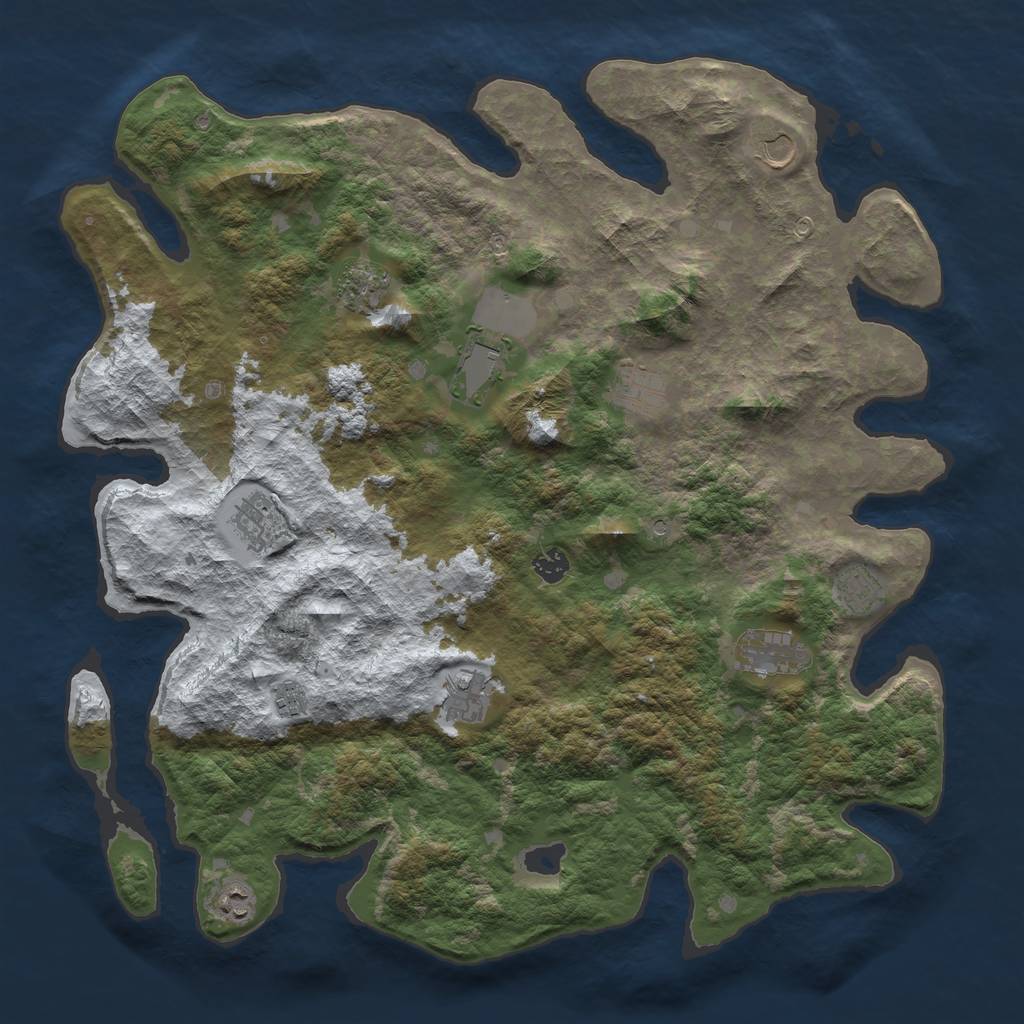 Rust Map: Barren, Size: 4500, Seed: 965812, 14 Monuments